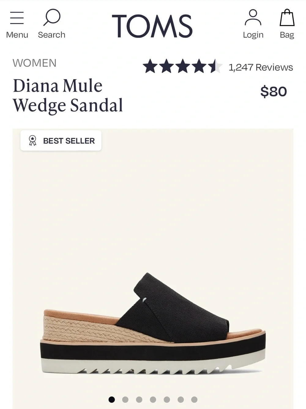 Tom’s Women’s Black Slide Platform Sandals – Comfortable Casual Slip-Ons